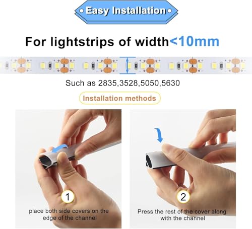 20 Pack 3.3ft LED V Shape Aluminum Channel System with Milky Diffuser Cover - Black & Milky Variation