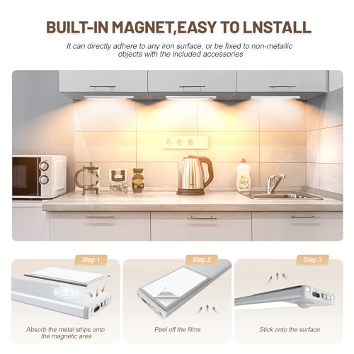14 Inch Rechargeable Motion Sensor Under Cabinet Lighting Set - Warm White