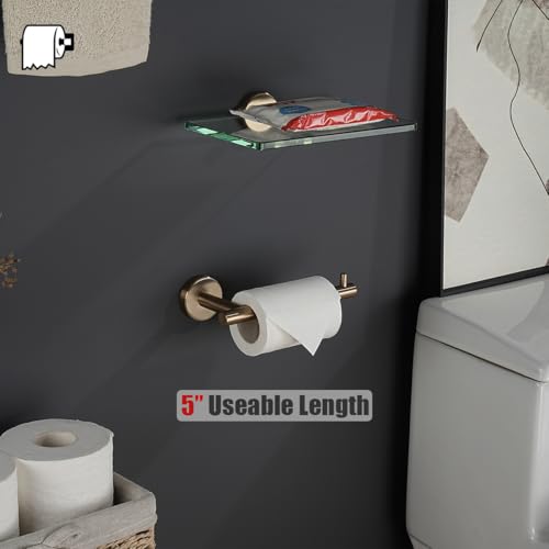 Bathroom Hardware Set 5-Piece Towel Bar Toilet Paper Holder Champagne Bronze Wall Mount
