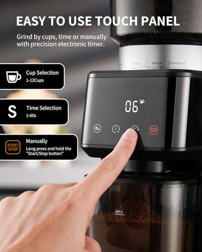 Medium SHARDOR Conical Burr Espresso Coffee Grinder with Timer & Adjustable Settings