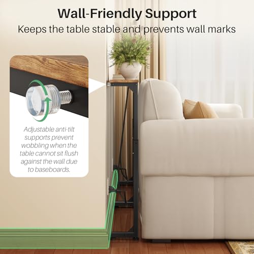 94.5-Inch Rustic Brown Behind Couch Console Table with Power Strips - Adjustable, Modular