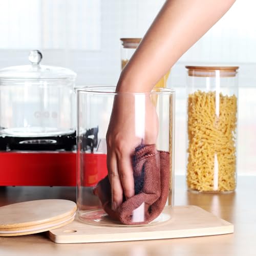 2 Pack Large Glass Food Storage Jars 100 Fl Oz Airtight Bamboo Lids Kitchen Canisters