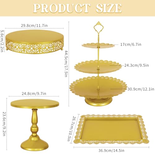 Gold 8-Piece Cake Stand Set Metal Dessert Display Tiered Serving Trays