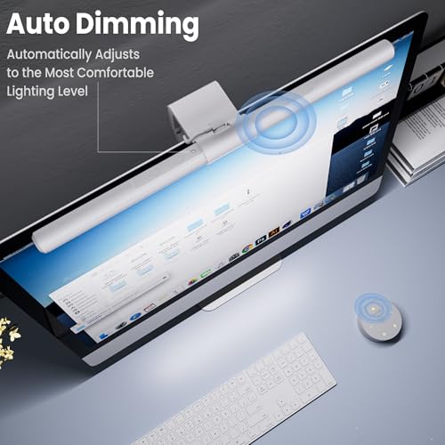 Monitor Light Bar Pro White with Auto-Dimming & Dual Control - Eye-Care Desk Lamp - Space Saving Gaming & Office Lighting (Variation: ScreenLinear Pro White)