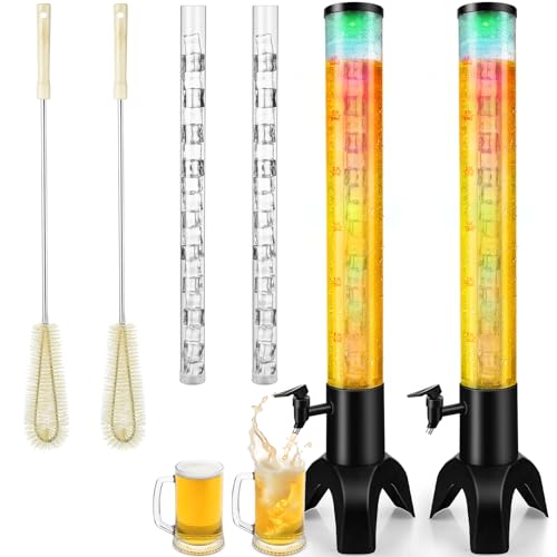 2pcs Mimosa Tower, 100oz/3L Drink Tower Dispenser with Ice Tube and