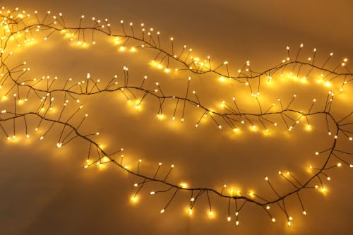 Black Plug-in 752 LED Cluster Fairy String Lights 30.7FT Warm White