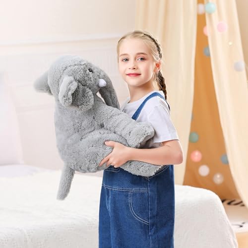 JellyMallow Gray Elephant Weighted Stuffed Animal 5 lbs, 16-Inch Plush Toy