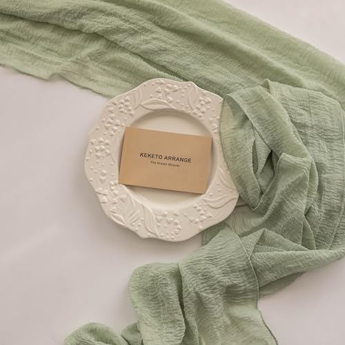 6Pcs Sage Green Cheesecloth Table Runner 120 Inches for Party Home