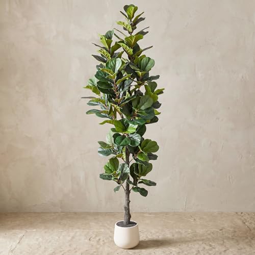 6FT Artificial Fiddle Leaf Fig Tree with Realistic Leaves and Modern Planter