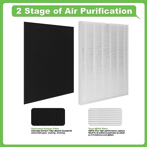 HEPA Air Purifier Filter Set Compatible with Winix D360 - 2 True HEPA & 8 Activated Carbon Filters