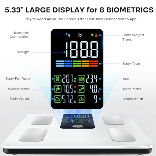 White GE Smart Body Composition Scale 11.8-Inch Large Platform 500lb Capacity