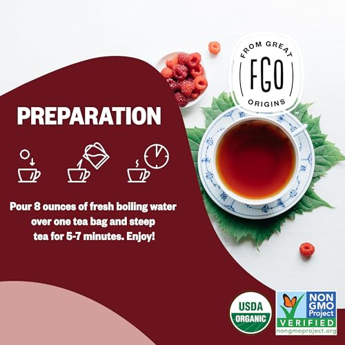 Red Raspberry Leaf Tea Bags - Organic Caffeine-Free Herbal Tea, 100 Count - Variation: Raspberry Leaf