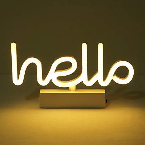 Neon Indoor Night Light, Battery Operated & USB Powered Glowing Neon Decorative Sign LED Light for Room Party Festival Decorations (Warm White)