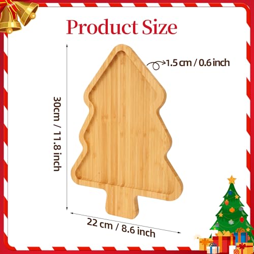 Christmas Serving Tray, Bamboo Christmas Tree Serving Platters Charcuterie Board, Christmas Serving Dishes, Table Decorations Supplies for Christmas Party
