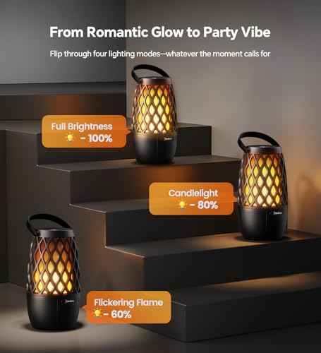 2 Pack Outdoor Bluetooth Speakers with Lights, IPX5 Waterproof, Portable Wireless Party Speakers for Men & Women