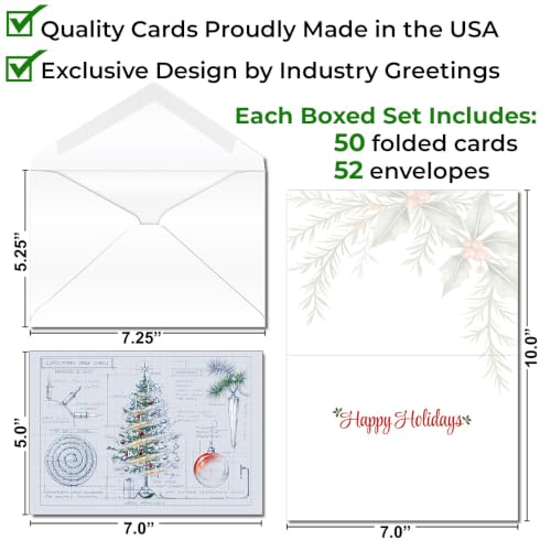 Industry Greetings Architect & Engineer Christmas Cards 50-Pack with Envelopes