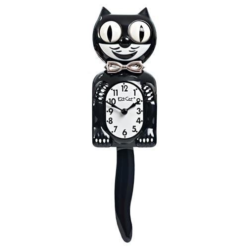 Limited Edition Tuxedo Kit-Cat Clock with Moving Eyes & Tail - Black with Chrome Bow Tie