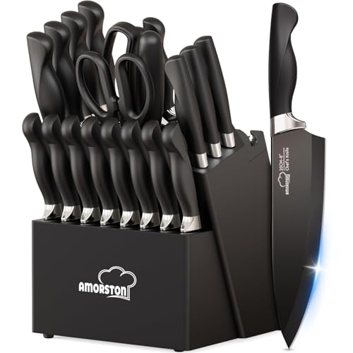 21-Piece Kitchen Knife Set with Block & Sharpener - German Stainless Steel