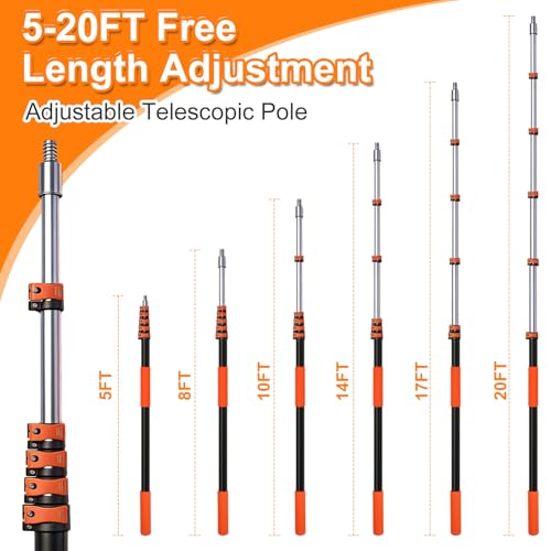 TONYINGO 5-20FT Telescoping Duster Kit with Extension Pole & Multi-Head Cleaning Tools