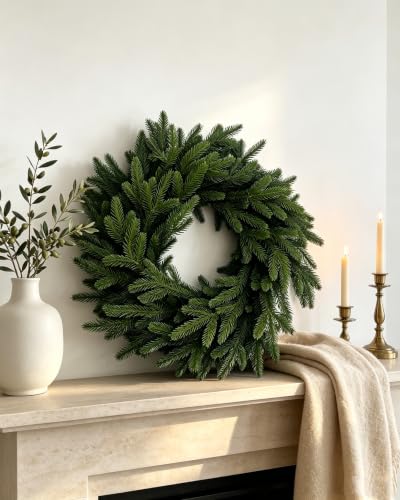 24-Inch KODOUQIN Artificial Christmas Cedar Wreath for Front Door Decor