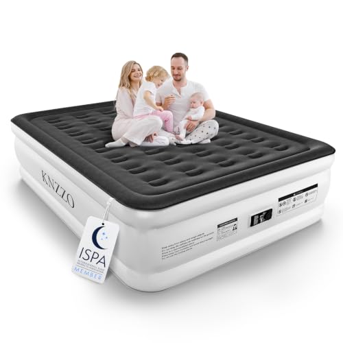 White Queen Air Mattress 18-Inch Raised Inflatable Bed with Built-in Pump