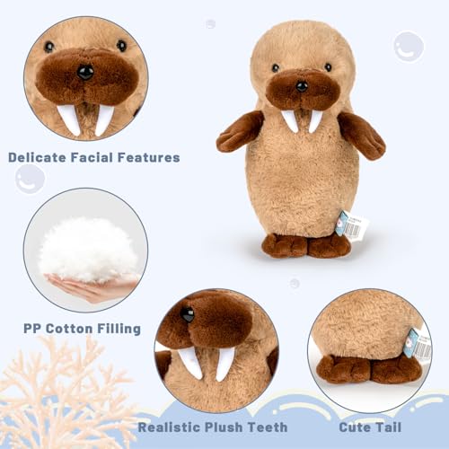Stuffed Animal Cute Walrus Plush Pillow 13.7" Soft Walrus Plushies for Boys Girls Room Decor Walrus Toy for Birthday Valentine Christmas