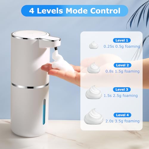 2 Pack Touchless Automatic Foaming Soap Dispensers - White, Hygienic Bathroom & Kitchen