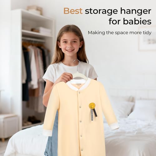 Velvet Baby Clothes Hangers 50 Pack - 11.8 Inch Beige, Space-Saving & Non-Slip