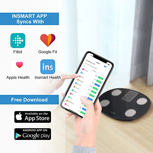 INSMART Body Fat Scale with Heart Rate & Large LCD Display - Black