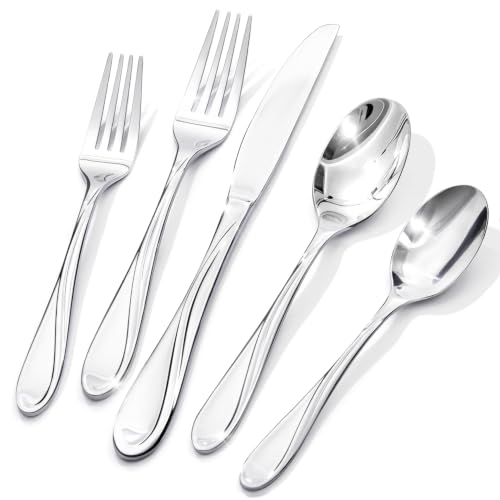 60-Piece Silverware Set Service for 12 - Heavy Duty Stainless Steel Flatware