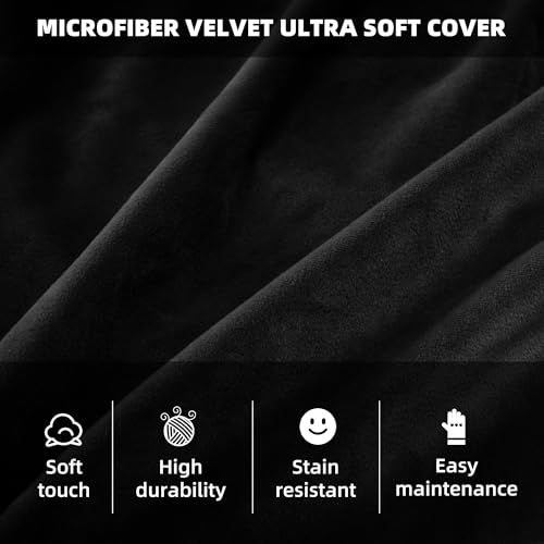Black 3Ft Velvet Bean Bag Chair for Adults with Memory Foam Filling - Plush Lazy Sofa