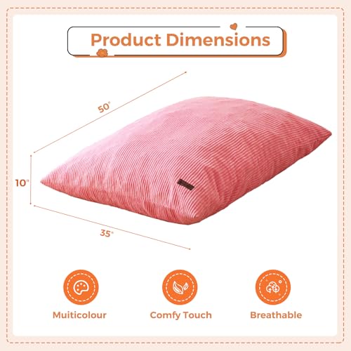 MAXYOYO 3-in-1 Kids Bean Bag Chair - Pink 50x35 Inches, Convertible Floor Sofa & Lounger