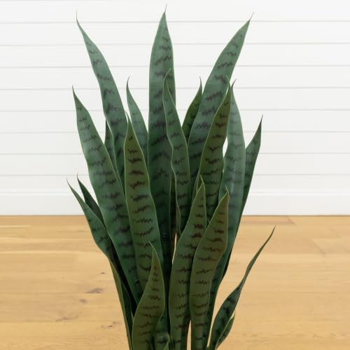 Artificial Snake Plant 35in with Black Planter - Faux Indoor Decor