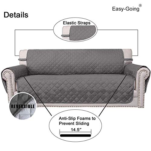 Reversible Couch Cover for 4 Seater Sofa - Gray & Light Gray, XX-Large