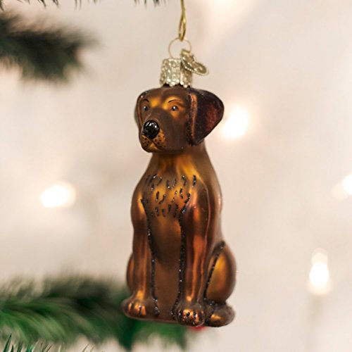 Old World Christmas Chocolate Labrador Dog Ornament Holiday Decor - Hand-Painted Glass