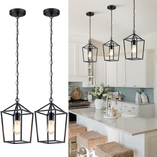 Sheetea 2 Pack Pendant Lights for Kitchen Island - Black Modern Light Fixtures - Variation: Black / Standard