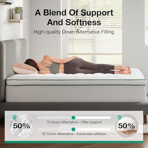 Queen Mattress Topper - White Extra Thick Pillow Top Down Alternative