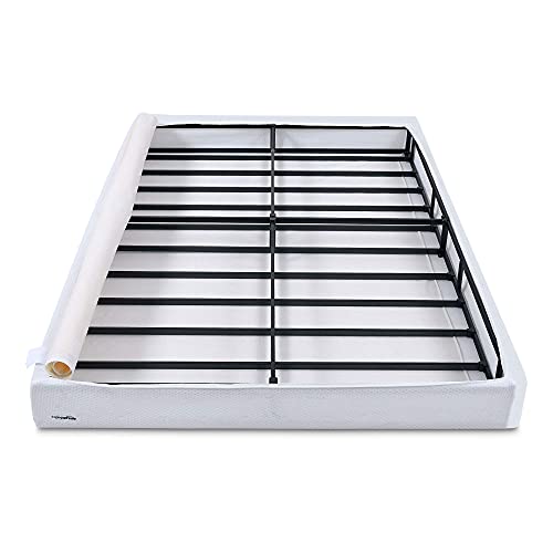 Twin 74" x 38" x 5" Sturdy Mattress Foundation Box Spring Bed Base - White, Tool-Free Assembly