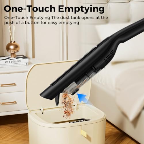 NovoVekos Black Cordless Stick Vacuum Cleaner 30KPa Power, Rechargeable & Compact