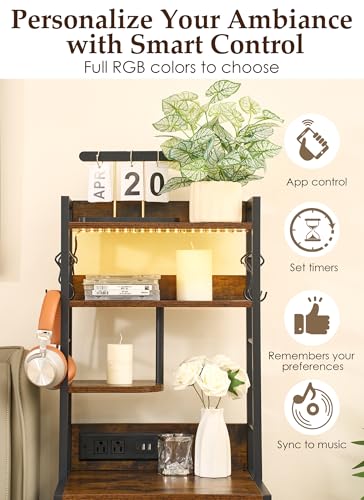 Baoz 57-Inch Brown Nightstand with Charging Station & 5 Drawers - Dorm Bedside Organizer, Adjustable Storage