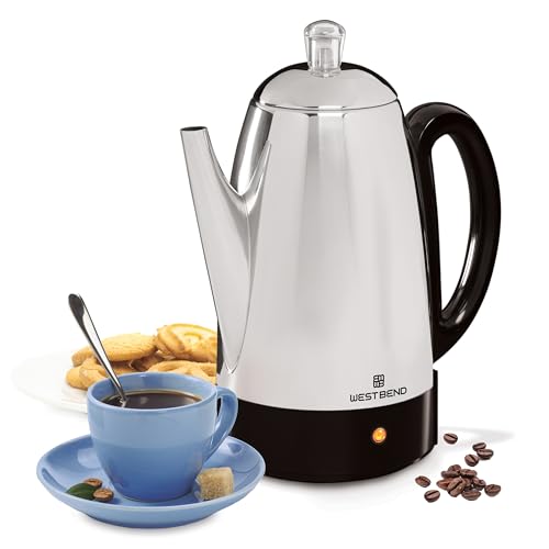 West Bend 12-Cup Electric Percolator Coffee Maker with Stainless Steel Construction