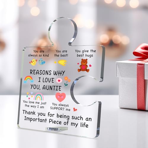 ORUPT W Auntie Gifts Acrylic Puzzle Sign - Thank You Keepsake Decor