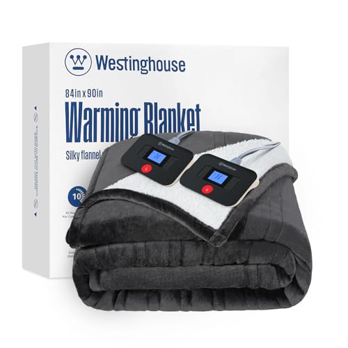 Westinghouse Electric Heated Blanket Queen 84x90 Charcoal ETL Certified Cozy Warmth