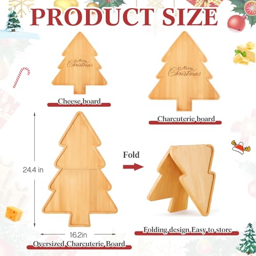 Liliful 76 Pcs Christmas Tree Charcuterie Board Set, Bamboo Color