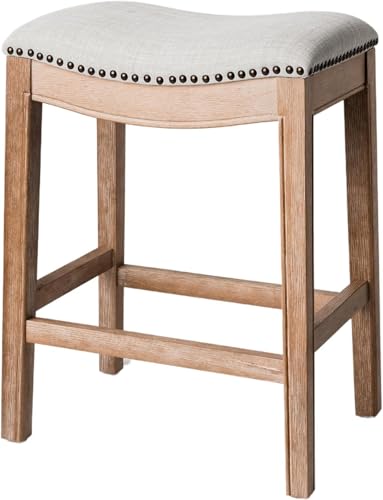 Weathered Oak Adrien Backless Counter Stool 26in - Maven Lane
