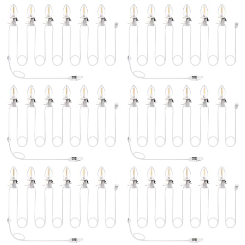 Meonum 6 Pack LED Light Bulb Cord Set 13.1 ft White Decorative Lighting