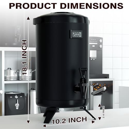 Insulated Beverage Dispenser 12L Stainless Steel Cold Drink Dispenser with Thermometer