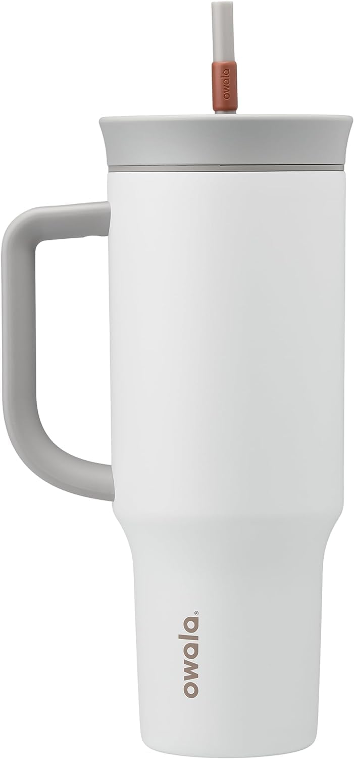 Owala 40 oz Stainless Steel Insulated Travel Tumbler - Spill Resistant Lid, Straw & Carry Handle, Gray