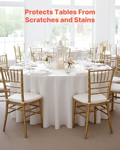VEVOR 132-Inch White Round Tablecloths 10 Pack - Stain & Wrinkle Resistant Polyester for Weddings & Events