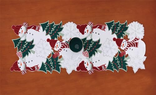 YINFUNG Christmas Snowman Table Runner 13x36 Inches Embroidered Holiday Decor